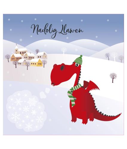 Dylan the Dragon Welsh Bilingual Christmas Cards - Pack of 10
