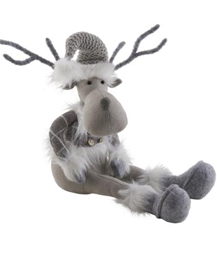 Grey Festive Fabric Reindeer