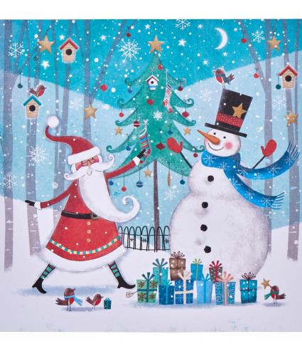 Santa & Snowman Together Christmas Cards - Pack of 20