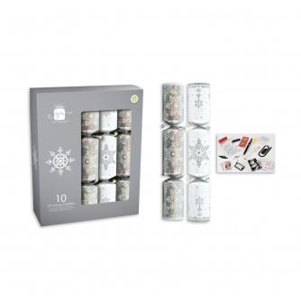 Silver & White 10 Christmas Crackers