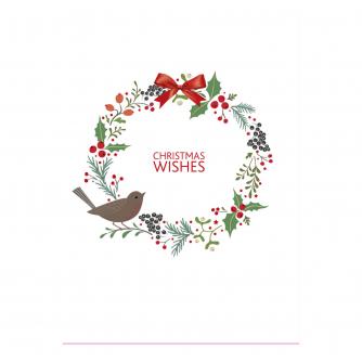 Contemporary Wreath & Robin Christmas Cards - Pack of 10