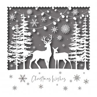 Silhouette Deer Christmas Cards - Pack of 20