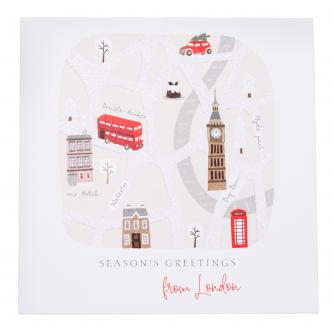 Festive London Map Christmas Cards - Pack of 10